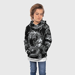 Толстовка-худи детская Татуировка японского дракона, цвет: 3D-белый — фото 2