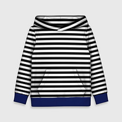 Толстовка-худи детская Тельняшка черная Подводного флота ВМФ, цвет: 3D-синий