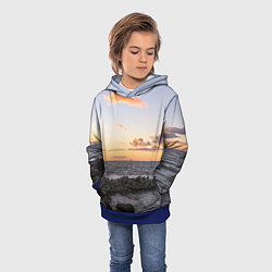 Толстовка-худи детская Закат солнца на Финском заливе, цвет: 3D-синий — фото 2