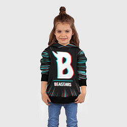 Толстовка-худи детская Символ Beastars в стиле glitch на темном фоне, цвет: 3D-черный — фото 2
