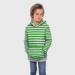 Толстовка-худи детская Тельняшка зеленая Пограничных войск, цвет: 3D-меланж — фото 2