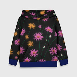 Детская толстовка Полевые цветы на черном фоне