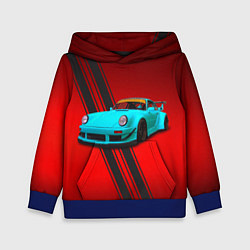 Толстовка-худи детская Немецкий спортивный автомобиль Porsche 911, цвет: 3D-синий
