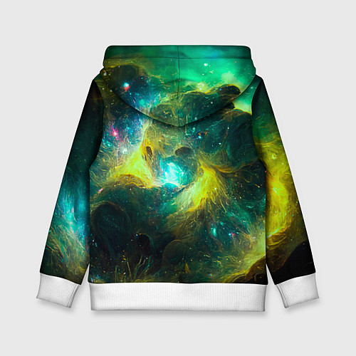 Детская толстовка Небула в космосе в зеленых тонах - нейронная сеть / 3D-Белый – фото 2