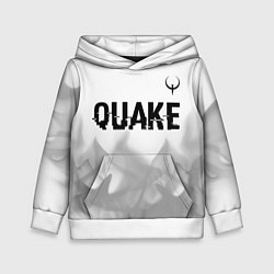Толстовка-худи детская Quake glitch на светлом фоне: символ сверху, цвет: 3D-белый