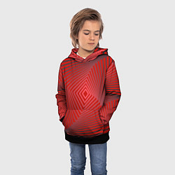 Толстовка-худи детская Орнамент из красных линий, цвет: 3D-черный — фото 2
