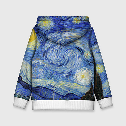 Детская толстовка Кот Бегемот на примусе в Звездной ночи / 3D-Белый – фото 2