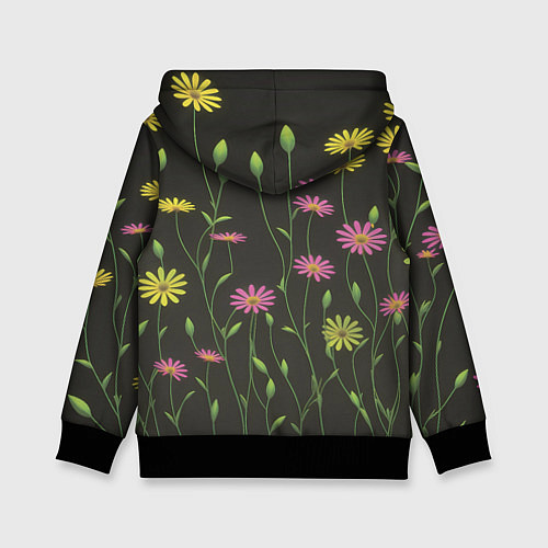 Детская толстовка Полевые цветочки на темном фоне / 3D-Черный – фото 2