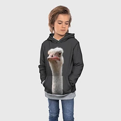 Толстовка-худи детская Голова страуса, цвет: 3D-меланж — фото 2