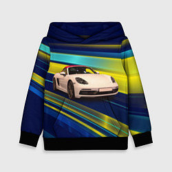 Толстовка-худи детская Спортивная немецкая машина Porsche 911, цвет: 3D-черный