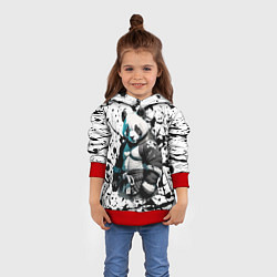 Толстовка-худи детская Panda samurai on the background of blots, цвет: 3D-красный — фото 2