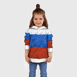 Толстовка-худи детская Флаг Российской Федерации из цветов, цвет: 3D-белый — фото 2