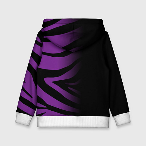 Детская толстовка Фиолетовый с черными полосками зебры / 3D-Белый – фото 2