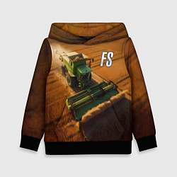 Толстовка-худи детская Farming Simulator - Зеленый трактор, цвет: 3D-черный