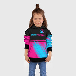 Толстовка-худи детская Great Wall - neon gradient: символ сверху, цвет: 3D-черный — фото 2