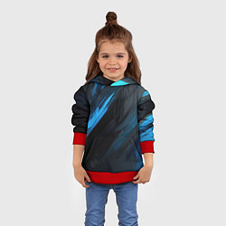 Толстовка-худи детская Синяя краска на черном фоне, цвет: 3D-красный — фото 2