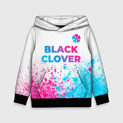 Толстовка-худи детская Black Clover neon gradient style: символ сверху, цвет: 3D-черный