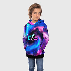 Толстовка-худи детская Counter-Strike 2 неоновый космос, цвет: 3D-черный — фото 2