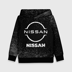 Толстовка-худи детская Nissan с потертостями на темном фоне, цвет: 3D-черный