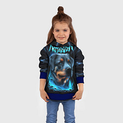 Толстовка-худи детская Rottweiler and lightnings, цвет: 3D-синий — фото 2