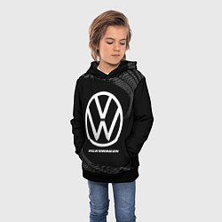 Толстовка-худи детская Volkswagen speed на темном фоне со следами шин, цвет: 3D-черный — фото 2