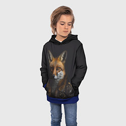 Толстовка-худи детская Лис в кожаном пиджаке, цвет: 3D-синий — фото 2