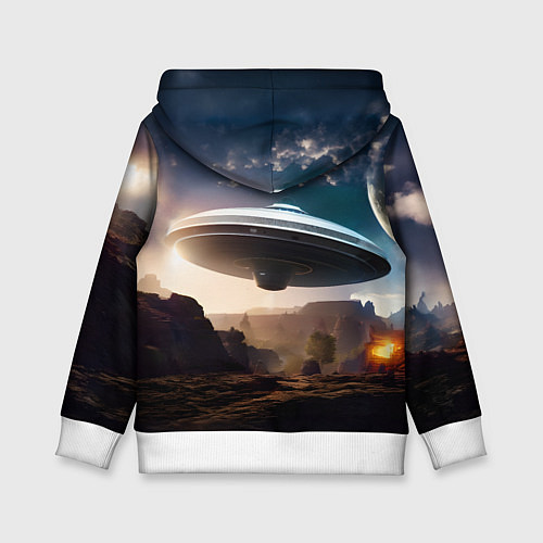 Детская толстовка НЛО над горами / 3D-Белый – фото 2