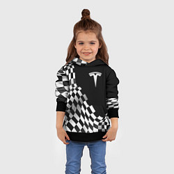 Толстовка-худи детская Tesla racing flag, цвет: 3D-черный — фото 2