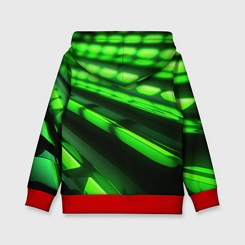 Детская толстовка Green neon abstract / 3D-Красный – фото 2