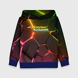 Толстовка-худи детская Cyberpunk 2077 phantom liberty logo neon, цвет: 3D-синий