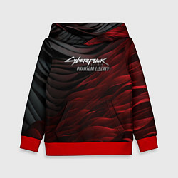 Толстовка-худи детская Cyberpunk 2077 phantom liberty black red, цвет: 3D-красный