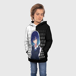 Толстовка-худи детская Аканэ - Звёздное дитя - иероглифы, цвет: 3D-черный — фото 2