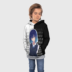 Толстовка-худи детская Аканэ - Звёздное дитя - иероглифы, цвет: 3D-меланж — фото 2
