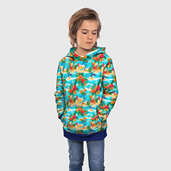 Толстовка-худи детская Гавайский стиль море и цветы, цвет: 3D-синий — фото 2