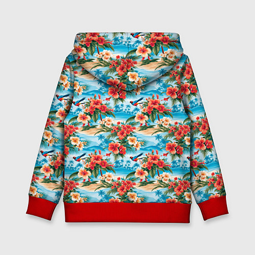 Детская толстовка Гавайский стиль летние цветы / 3D-Красный – фото 2