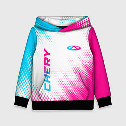 Толстовка-худи детская Chery neon gradient style: надпись, символ, цвет: 3D-черный