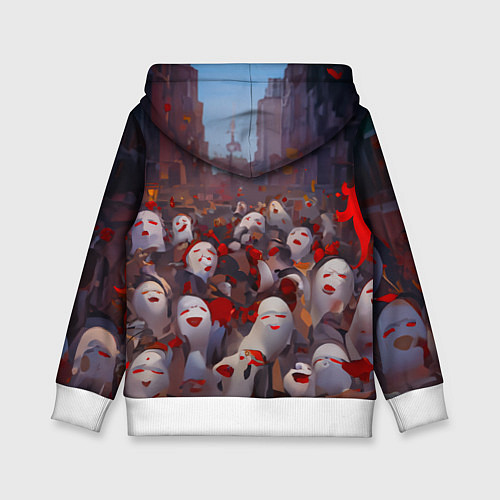 Детская толстовка Ху тао с призраками - Геншин / 3D-Белый – фото 2