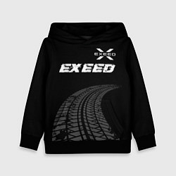 Толстовка-худи детская Exeed speed на темном фоне со следами шин: символ, цвет: 3D-черный