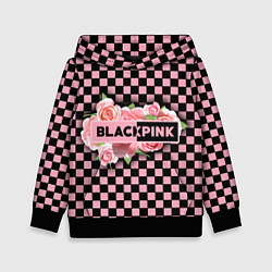 Толстовка-худи детская Blackpink logo roses, цвет: 3D-черный