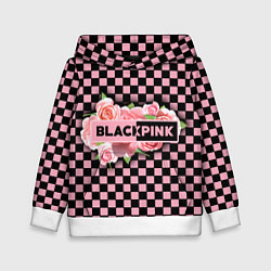 Толстовка-худи детская Blackpink logo roses, цвет: 3D-белый