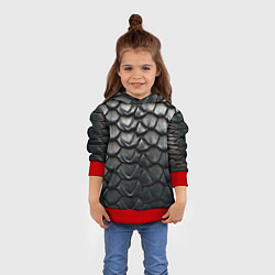 Толстовка-худи детская Кожа черной мамбы, цвет: 3D-красный — фото 2