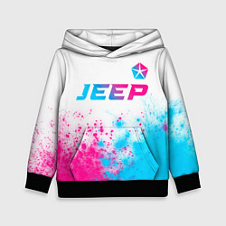 Толстовка-худи детская Jeep neon gradient style: символ сверху, цвет: 3D-черный