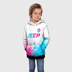 Толстовка-худи детская Jeep neon gradient style: символ сверху, цвет: 3D-черный — фото 2