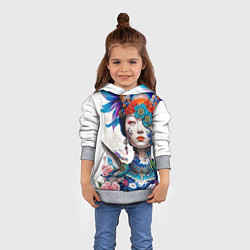 Толстовка-худи детская Japanese girl - irezumi - tattoo, цвет: 3D-меланж — фото 2