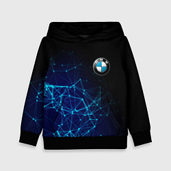 Толстовка-худи детская BMW - логотип с геометрическим фоном, цвет: 3D-черный