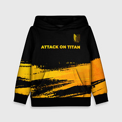 Толстовка-худи детская Attack on Titan - gold gradient: символ сверху, цвет: 3D-черный