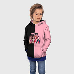 Толстовка-худи детская Черно-розовый градиент Black Pink, цвет: 3D-синий — фото 2