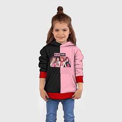 Толстовка-худи детская Черно-розовый градиент Black Pink, цвет: 3D-красный — фото 2