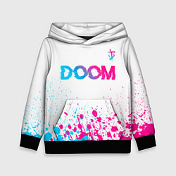 Толстовка-худи детская Doom neon gradient style: символ сверху, цвет: 3D-черный