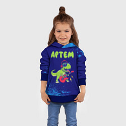 Толстовка-худи детская Артем рокозавр, цвет: 3D-синий — фото 2